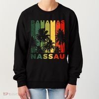 Retro Nassau Bahamas Beach Fan Palm Tree Cool Souvenir Women's Sweatshirt thumb 0
