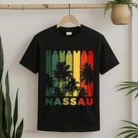 Retro Nassau Bahamas Beach Fan Palm Tree Cool Souvenir T-Shirt thumb 2