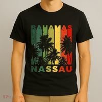 Retro Nassau Bahamas Beach Fan Palm Tree Cool Souvenir T-Shirt thumb 3