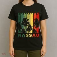 Retro Nassau Bahamas Beach Fan Palm Tree Cool Souvenir T-Shirt thumb 4