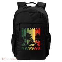 Retro Nassau Bahamas Beach Fan Palm Tree Cool Souvenir Backpack thumb 0