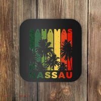 Retro Nassau Bahamas Beach Fan Palm Tree Cool Souvenir Coaster thumb 0