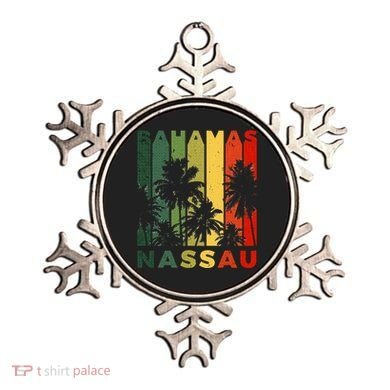 Retro Nassau Bahamas Beach Fan Palm Tree Cool Souvenir Ornament