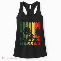 Retro Nassau Bahamas Beach Fan Palm Tree Cool Souvenir Women's Tank Top thumb 0