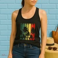 Retro Nassau Bahamas Beach Fan Palm Tree Cool Souvenir Women's Tank Top thumb 2