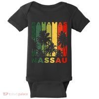 Retro Nassau Bahamas Beach Fan Palm Tree Cool Souvenir Baby Bodysuit thumb 0