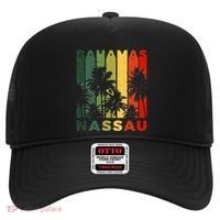 Retro Nassau Bahamas Beach Fan Palm Tree Cool Souvenir Hat thumb 0