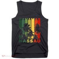 Retro Nassau Bahamas Beach Fan Palm Tree Cool Souvenir Tank Top thumb 0
