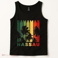 Retro Nassau Bahamas Beach Fan Palm Tree Cool Souvenir Tank Top thumb 2