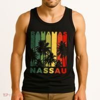 Retro Nassau Bahamas Beach Fan Palm Tree Cool Souvenir Tank Top thumb 3