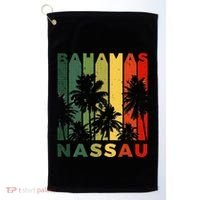 Retro Nassau Bahamas Beach Fan Palm Tree Cool Souvenir Golf Towel thumb 0