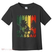 Retro Nassau Bahamas Beach Fan Palm Tree Cool Souvenir Toddler T-Shirt thumb 0