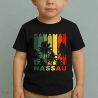 Retro Nassau Bahamas Beach Fan Palm Tree Cool Souvenir Toddler T-Shirt thumb 2