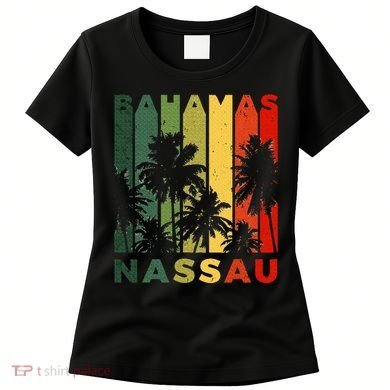 Retro Nassau Bahamas Beach Fan Palm Tree Cool Souvenir Women's T-Shirt