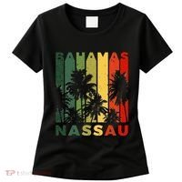 Retro Nassau Bahamas Beach Fan Palm Tree Cool Souvenir Women's T-Shirt thumb 0