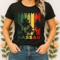 Retro Nassau Bahamas Beach Fan Palm Tree Cool Souvenir Women's T-Shirt thumb 2
