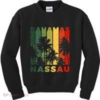 Retro Nassau Bahamas Beach Fan Palm Tree Cool Souvenir Kids Sweatshirt thumb 0