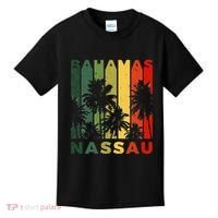 Retro Nassau Bahamas Beach Fan Palm Tree Cool Souvenir Kids T-Shirt thumb 0