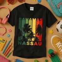 Retro Nassau Bahamas Beach Fan Palm Tree Cool Souvenir Kids T-Shirt thumb 3