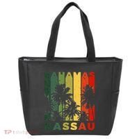 Retro Nassau Bahamas Beach Fan Palm Tree Cool Souvenir Tote Bag thumb 0