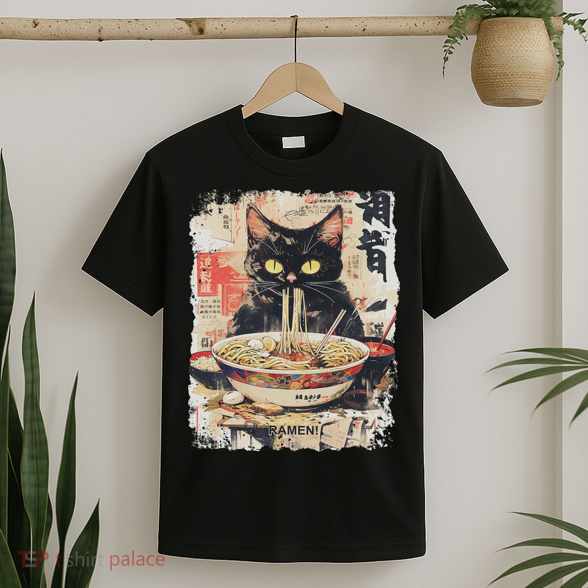 Ramen Noodles Cat Japan Kawaii Retro Cats Manga Anime T-Shirt