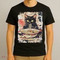 Ramen Noodles Cat Japan Kawaii Retro Cats Manga Anime T-Shirt thumb 3