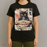 Ramen Noodles Cat Japan Kawaii Retro Cats Manga Anime T-Shirt thumb 4