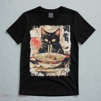 Ramen Noodles Cat Japan Kawaii Retro Cats Manga Anime T-Shirt thumb 5