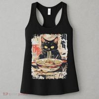 Ramen Noodles Cat Japan Kawaii Retro Cats Manga Anime Women's Tank Top thumb 3
