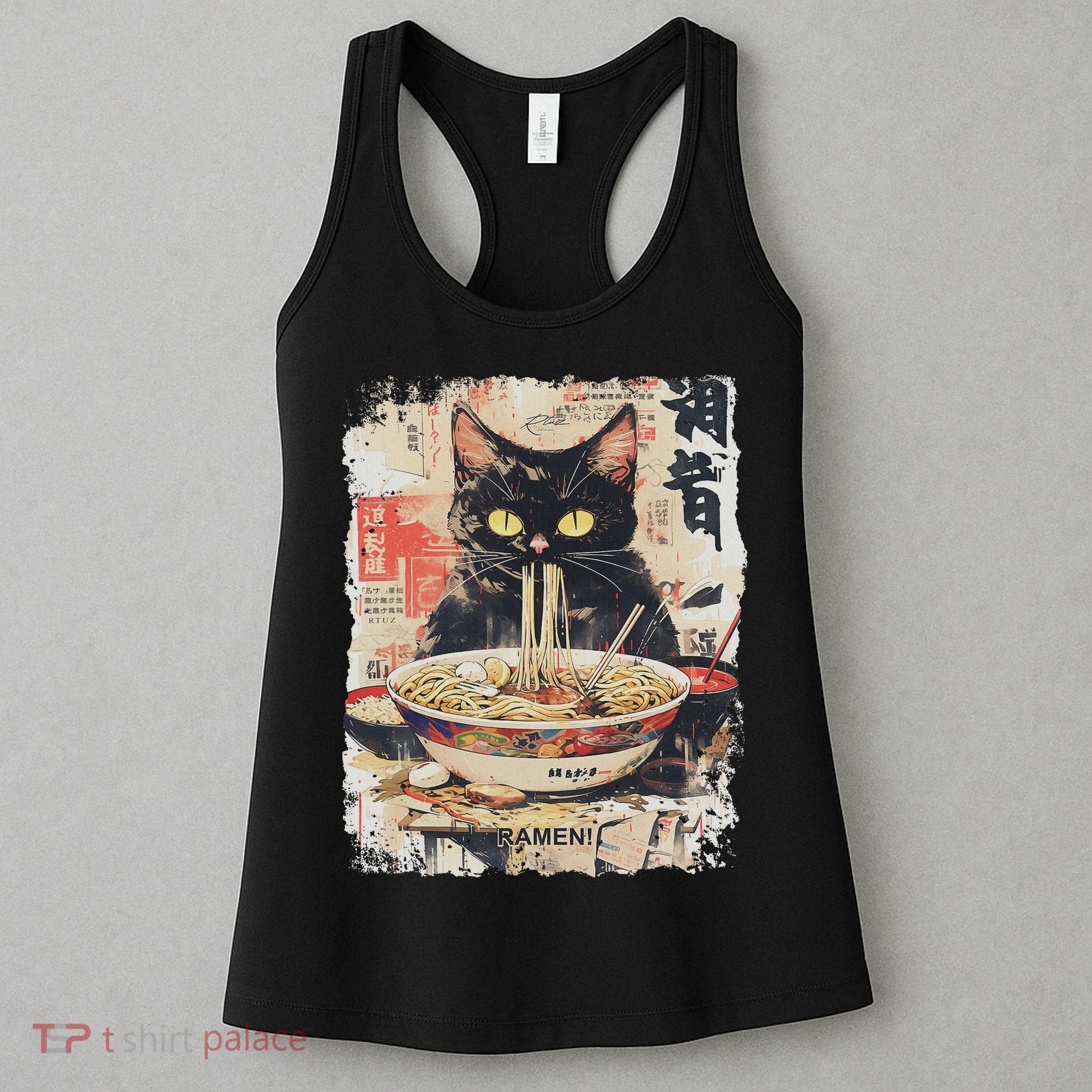 Ramen Noodles Cat Japan Kawaii Retro Cats Manga Anime Women's Tank Top