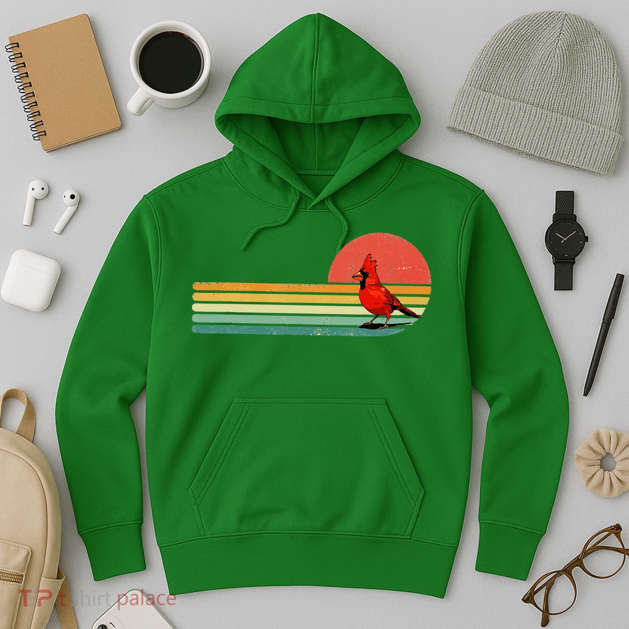 Retro Northern Cardinal Bird Animal Bird Lover Hoodie