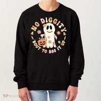 Retro No Diggity Bout To Bag It Up Cute Ghost Halloween Women's Sweatshirt thumb 0
