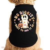 Retro No Diggity Bout To Bag It Up Cute Ghost Halloween Doggie Tank thumb 0