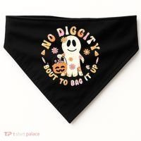 Retro No Diggity Bout To Bag It Up Cute Ghost Halloween USA-Made Doggie Bandana thumb 0