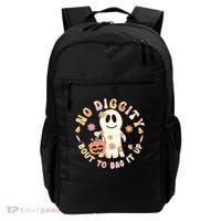 Retro No Diggity Bout To Bag It Up Cute Ghost Halloween Backpack thumb 0