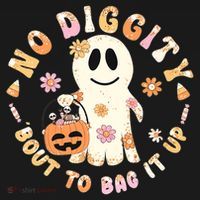 Retro No Diggity Bout To Bag It Up Cute Ghost Halloween Women's Hoodie thumb 2