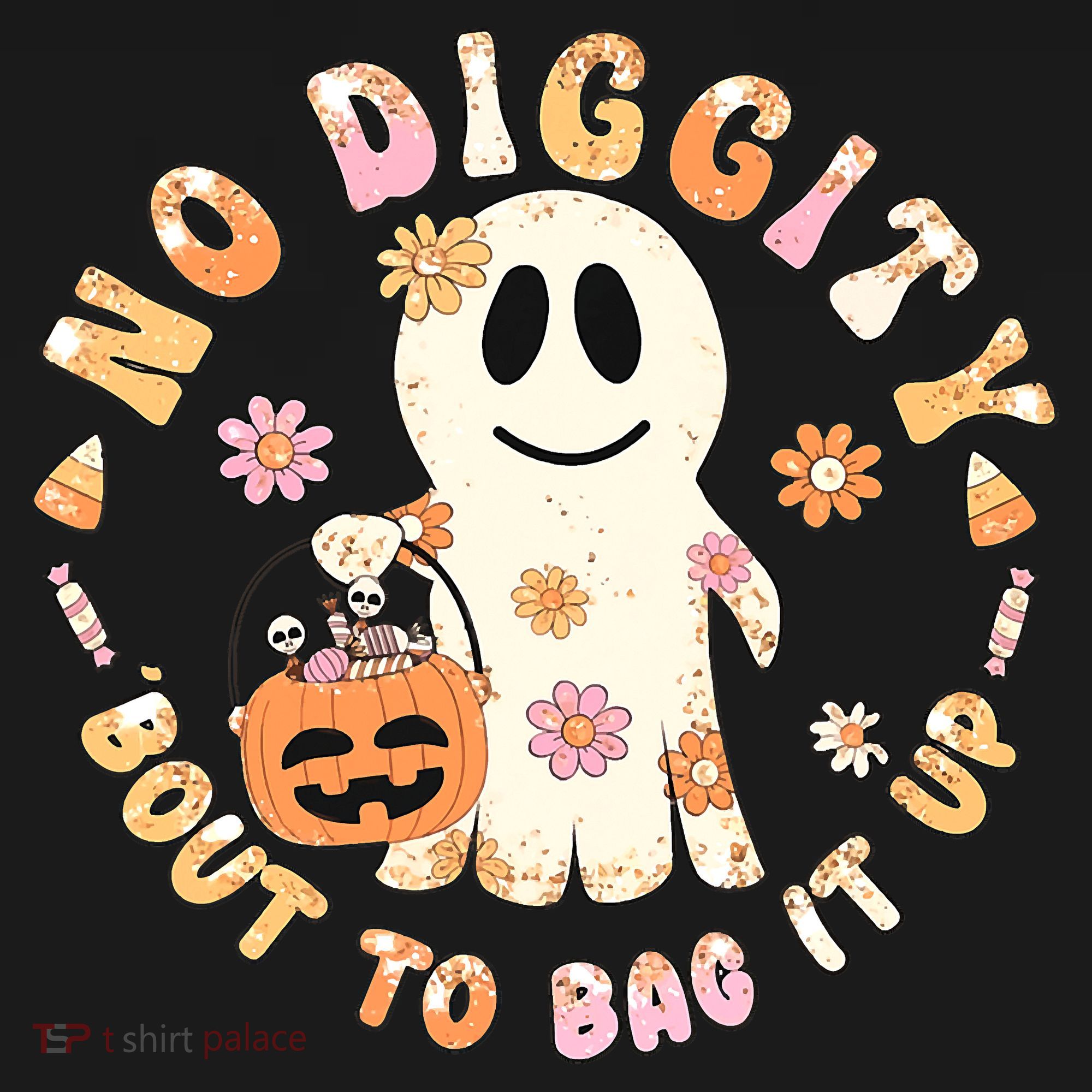 Retro No Diggity Bout To Bag It Up Cute Ghost Halloween Ornament