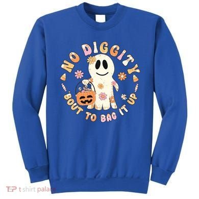 Retro No Diggity Bout To Bag It Up Cute Ghost Halloween Sweatshirt