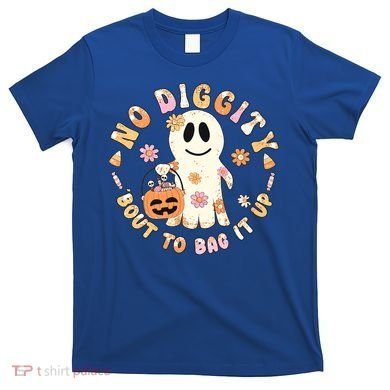 Retro No Diggity Bout To Bag It Up Cute Ghost Halloween T-Shirt