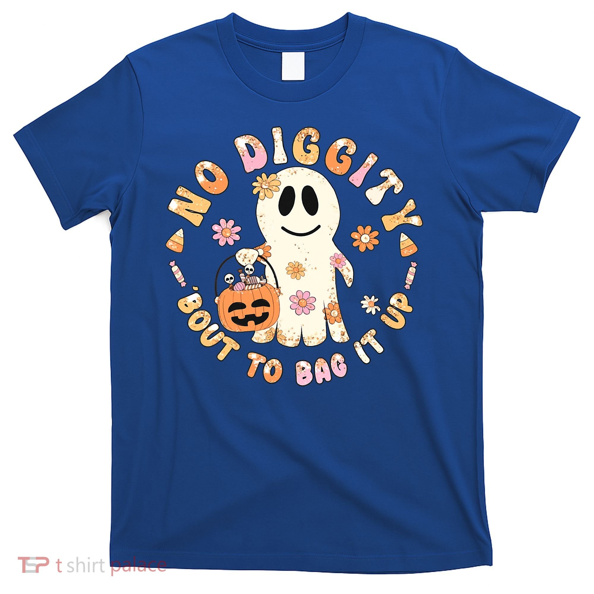 Retro No Diggity Bout To Bag It Up Cute Ghost Halloween T-Shirt