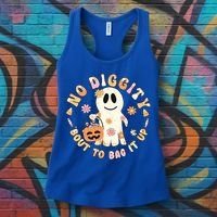 Retro No Diggity Bout To Bag It Up Cute Ghost Halloween Women's Tank Top thumb 3