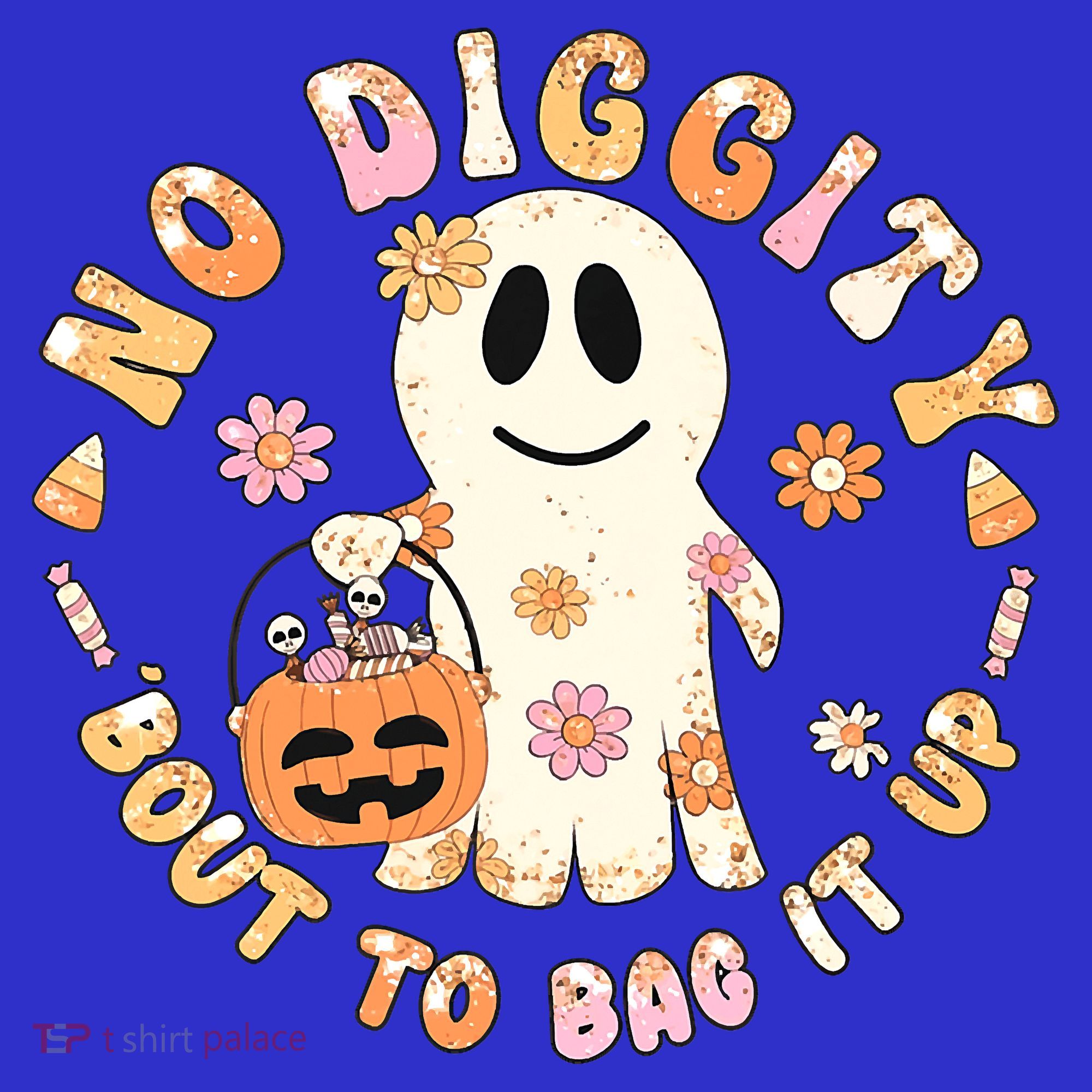 Retro No Diggity Bout To Bag It Up Cute Ghost Halloween Women's Tank Top