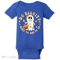 Retro No Diggity Bout To Bag It Up Cute Ghost Halloween Baby Bodysuit thumb 0