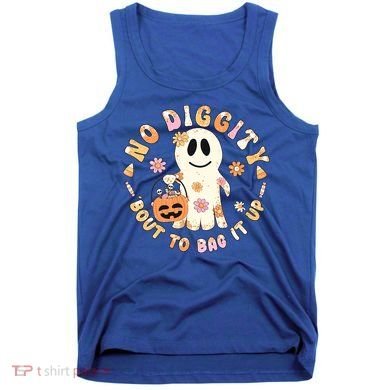 Retro No Diggity Bout To Bag It Up Cute Ghost Halloween Tank Top