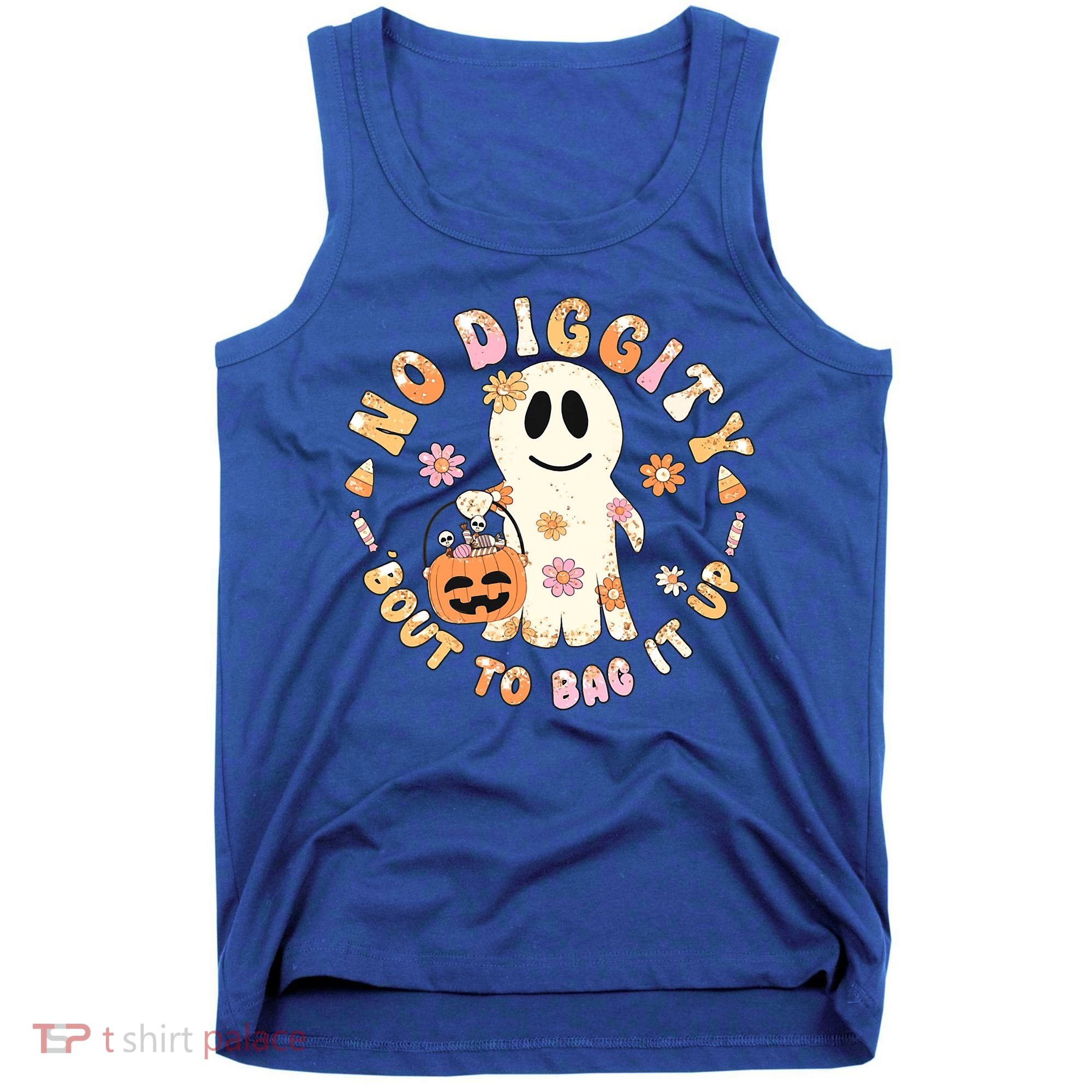 Retro No Diggity Bout To Bag It Up Cute Ghost Halloween Tank Top