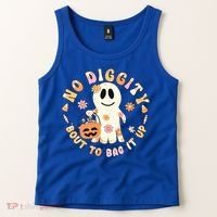 Retro No Diggity Bout To Bag It Up Cute Ghost Halloween Tank Top thumb 2