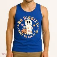 Retro No Diggity Bout To Bag It Up Cute Ghost Halloween Tank Top thumb 3