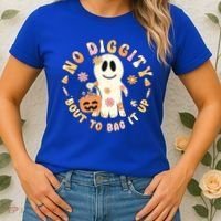 Retro No Diggity Bout To Bag It Up Cute Ghost Halloween Women's T-Shirt thumb 2