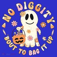 Retro No Diggity Bout To Bag It Up Cute Ghost Halloween Kids Hoodie thumb 5