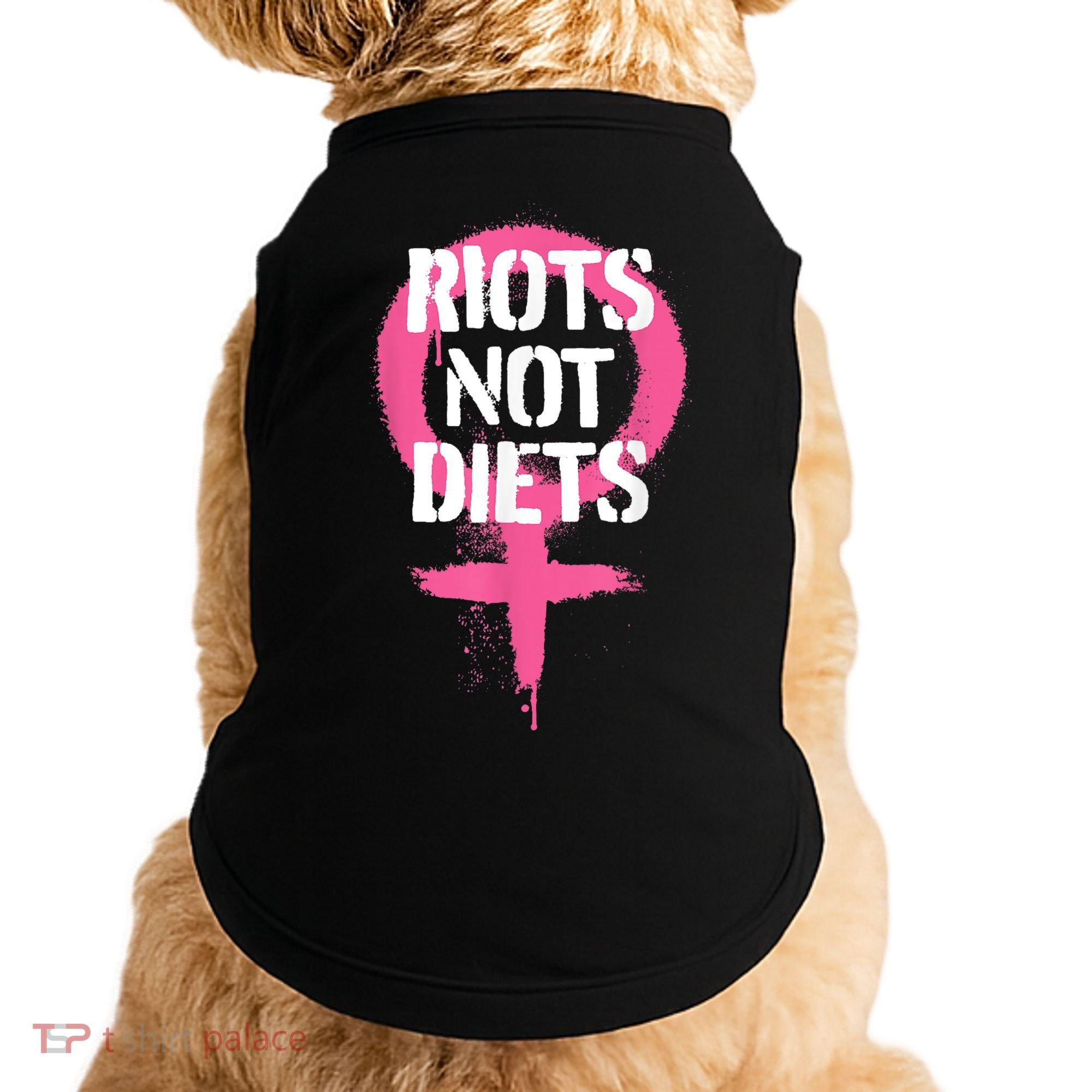 Riots Not Diets Feminist Punk Graphic Doggie Tank
